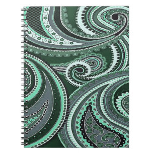 Carnet Jouer avec des motifs Paisley Tons aigue-marine