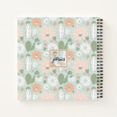 Carnet Jouer Cactus Peach Green Floral Pattern Monogramme (Dos)