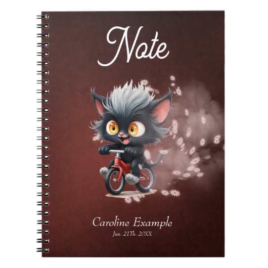 Carnet Jouer Chat Noir sur Bicycle Rouge (Devant)