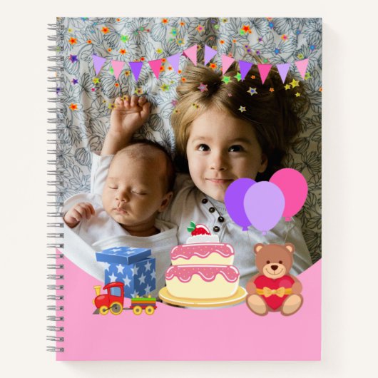 Carnet Jouets pour enfants roses mignonette Fête d'annive (Devant)