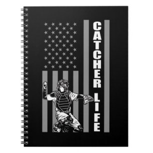 Carnet Joueur de baseball américain Drapeau Softball Catc