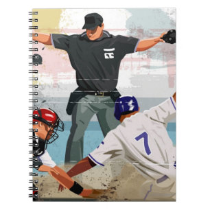 Carnet Joueur de baseball en sécurité dans la plaque dome