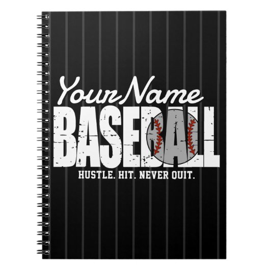 Carnet Joueur de baseball rétro ADD NOM Équipe rayée (Devant)