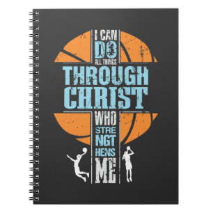 Carnet Joueur de basketball religieux Philippians 4:13 Ch