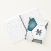 Carnet joueur de football monogramme gris turquoise (Intérieur)