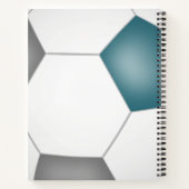 Carnet joueur de football monogramme gris turquoise (Dos)