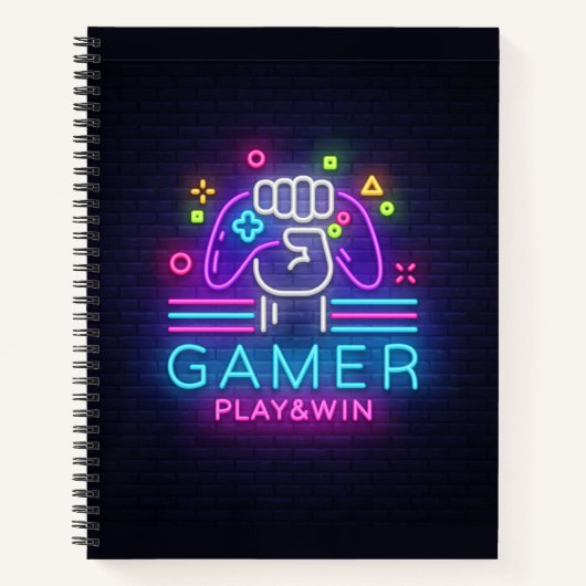 Carnet Joueur de néon lumineux (Devant)