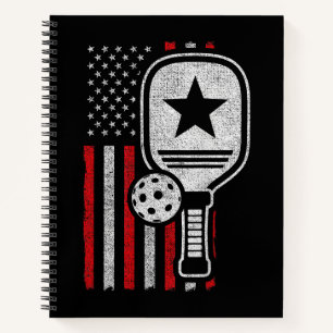 Carnet Joueur de Pickleball - Pickleball Drapeau Américai