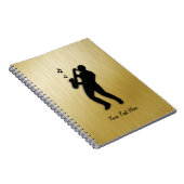 Carnet Joueur de saxophone doré avec nom (Côté Droit)