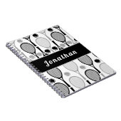 Carnet Joueur de tennis moderne noir et gris Nom de l'ent (Côté Droit)