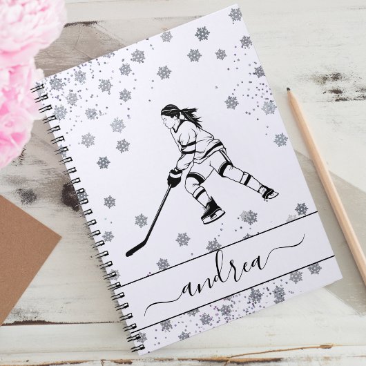 Carnet Joueuse de l'équipe de hockey sur glace Nom de la 