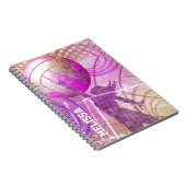 Carnet Joueuse de volley-ball fille rose violet (Côté Droit)