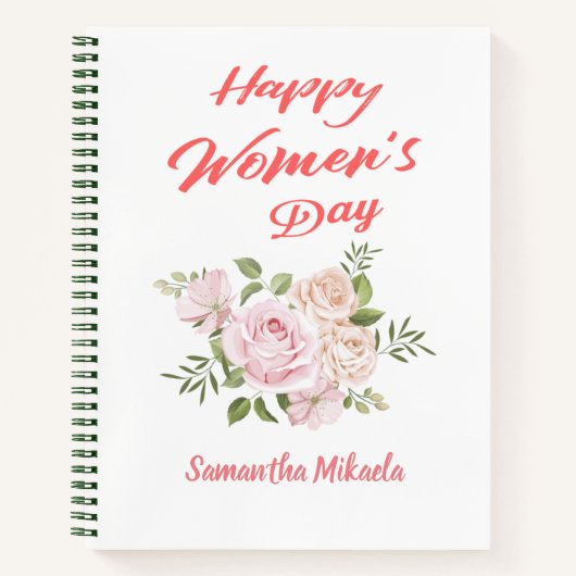 Carnet jour des femmes heureux blanc (Devant)