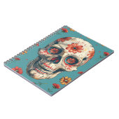 Carnet Jour des Morts design avec crâne et fleurs (Côté gauche)