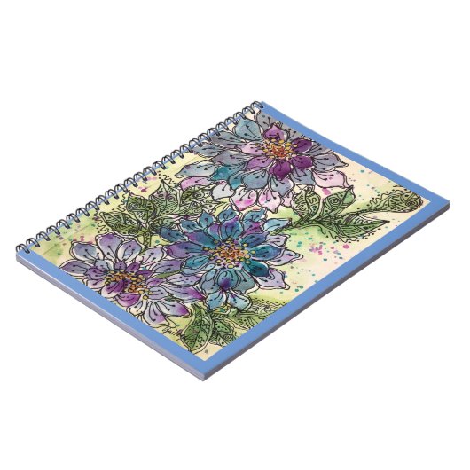 Carnet Journal/Bloc-notes - Fleurs de chrysanthème pourpr (Côté gauche)