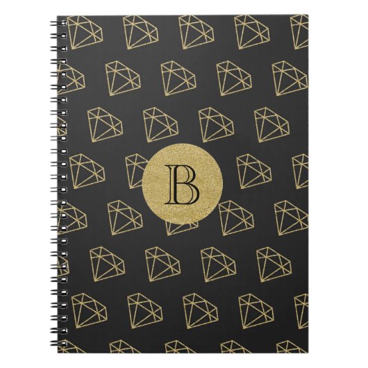 Carnet Journal Diamant Moderne Luxe Brillance Or (Devant)