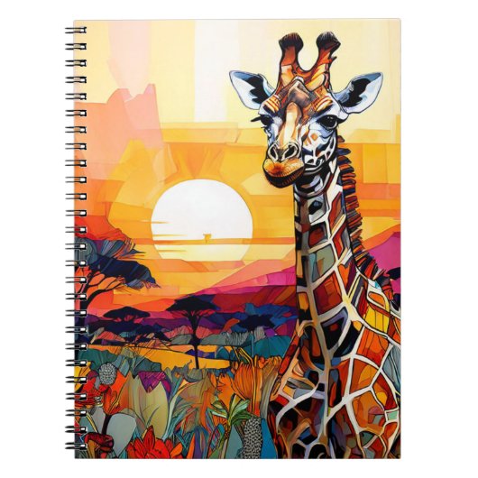 Carnet Journal Girafe Coucher de Soleil Africain (Devant)