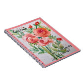 Carnet Journal-"Gratitude" - Roses coralliens (Côté Droit)