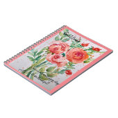 Carnet Journal-"Gratitude" - Roses coralliens (Côté gauche)