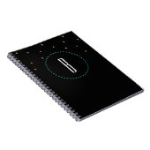 Carnet Journal Moderne Triangles Noir Or Sarcelle (Côté Droit)