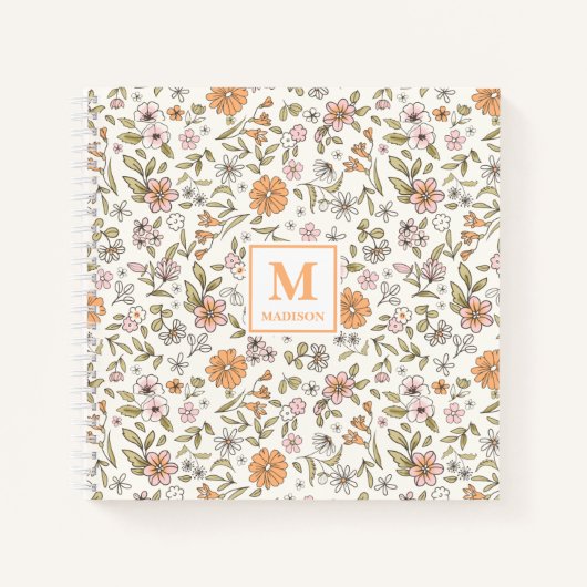 Carnet Journal Monogramme Fleur Sauvage (Devant)