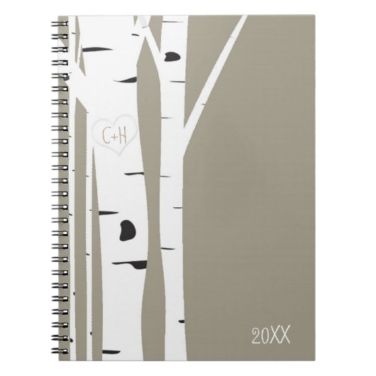 Carnet Journalier Coeur Sculpté Arbre Bouleau Rust (Devant)