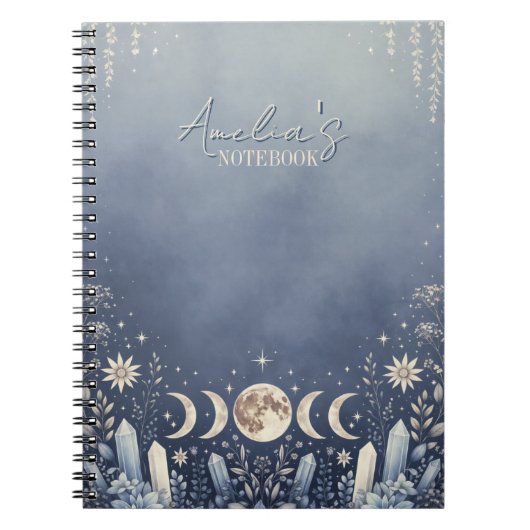Carnet Journalier Phase Lunaire Céleste Bleu Pouss (Devant)