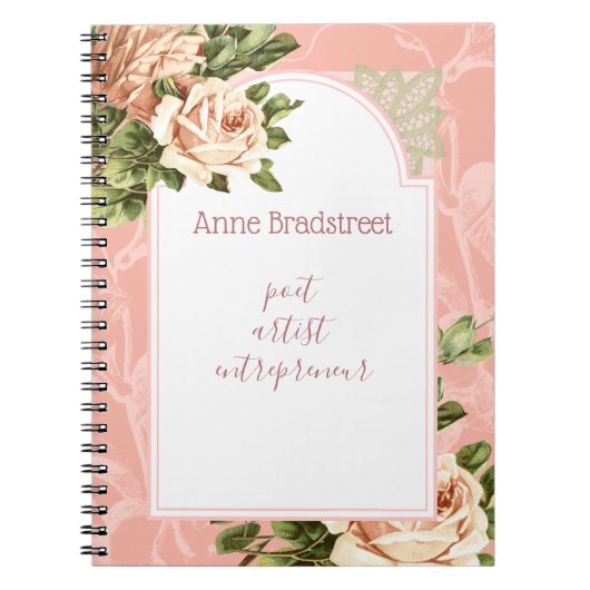 Carnet Journalisation de Rose Vintage Blush personnalisée (Devant)