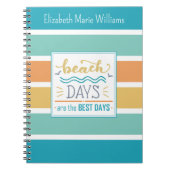 Carnet Journées de plage à rayures tropicales Monogrammée (Devant)