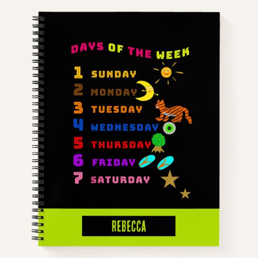 Carnet Jours de la semaine d'apprentissage (Devant)