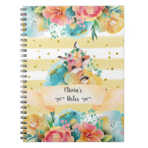 Carnet Jovely Fox And Blooming Flowers Girl Daily Diary