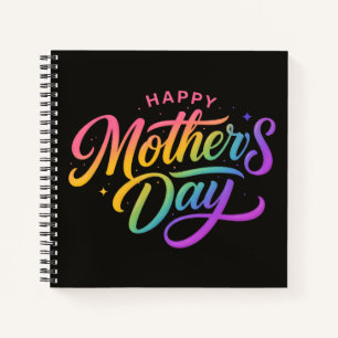 Carnet Joyeuse Fête des Mères Colorée Calligraphie Arc-en