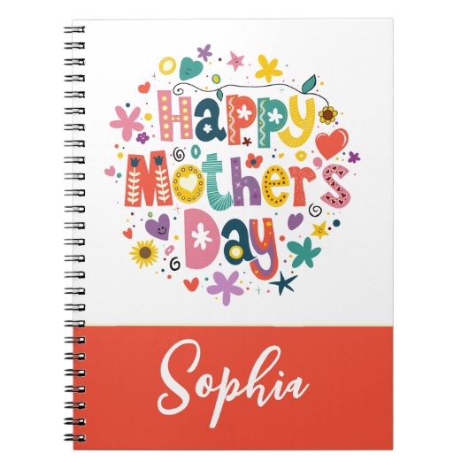 Carnet Joyeuse fête des mères Floral Cool Élégant (Devant)