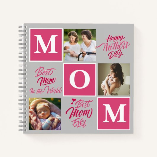 Carnet Joyeuse Fête des Mères Personnalisez Photo Collage (Devant)