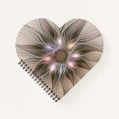 Carnet Joyeuse Fleur Abstrait Beige Brown Floral Fractal (Devant)