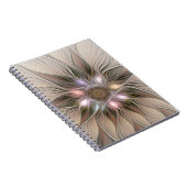 Carnet Joyeuse Fleur Abstrait Beige Brown Floral Fractal (Côté Droit)