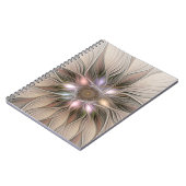 Carnet Joyeuse Fleur Abstrait Beige Brown Floral Fractal (Côté gauche)