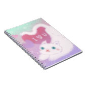 Carnet Joyeuse Saint-Valentin avec chat blanc duveteux (Côté Droit)