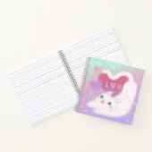 Carnet Joyeuse Saint-Valentin avec chat blanc duveteux (Intérieur)