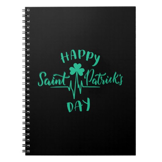 Carnet Joyeuse St Patrick Day Rythme cardiaque trèfle (Devant)