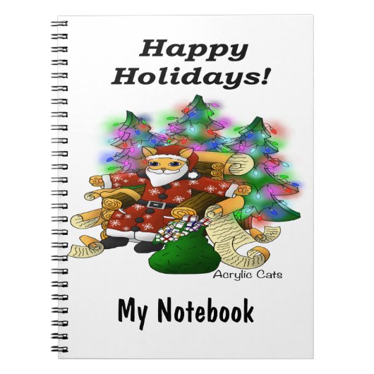 Carnet Joyeuses fêtes Noël Père Noël Chat (Devant)