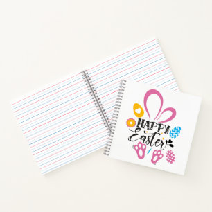 Carnet Joyeuses Pâques Lapin Mignon Avec Œufs de Pâques