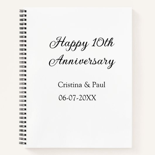 Carnet Joyeux 10e anniversaire simple nom de mariage mini (Devant)