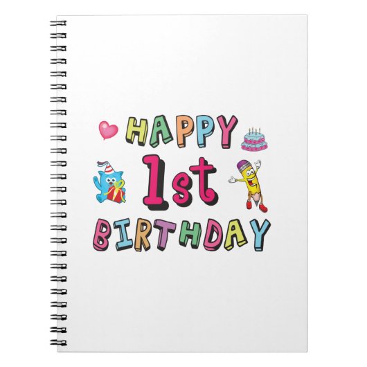 Carnet Joyeux 1er anniversaire pour enfants de 1 an B jou (Devant)