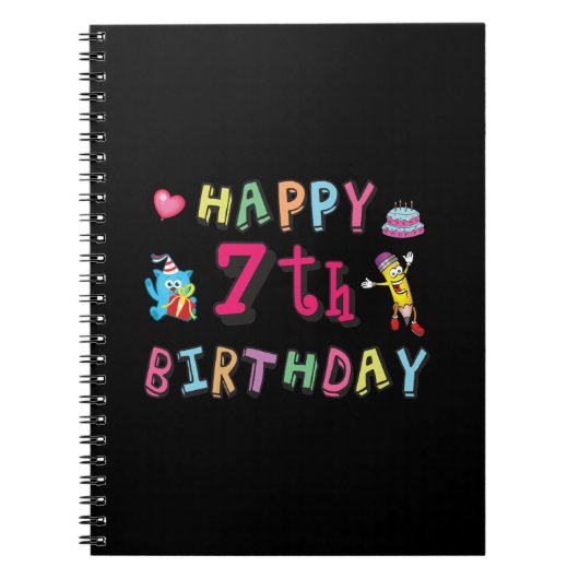 Carnet Joyeux 7ème anniversaire. 7 ans. (Devant)