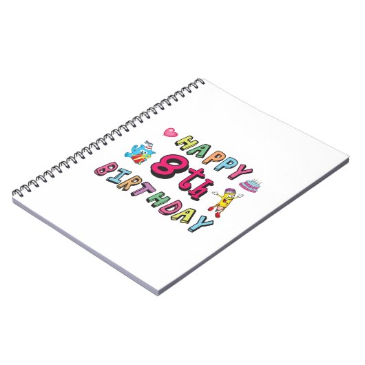 Carnet Joyeux 8ème anniversaire. 8 ans jour d'anniversair (Côté gauche)