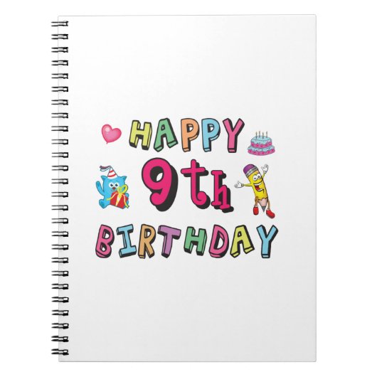 Carnet Joyeux 9e anniversaire pour enfants de 9 ans B jou (Devant)