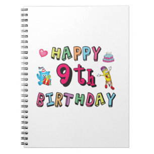 Carnet Joyeux 9e anniversaire pour les enfants de 9 ans