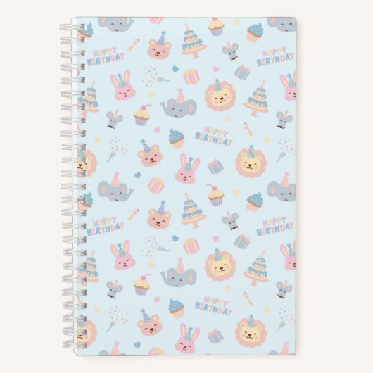 Carnet Joyeux Anniversaire Animaux Bleu (Recto)