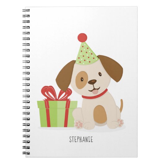 Carnet Joyeux Anniversaire Chiot Mignon (Devant)